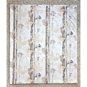 Vtg Pacific Mills Bali Full Flat Sheet Brown Tan Tropical Bamboo Print Fabric